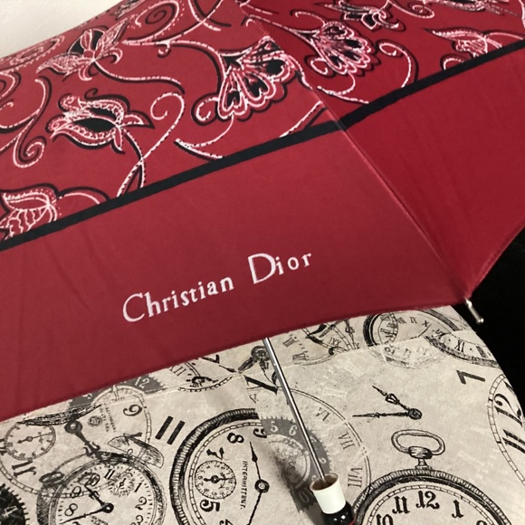 Christian Dior Umbrella RED DESIGN.  Print Multicolor Vintage♥️ - Picture 2 of 12